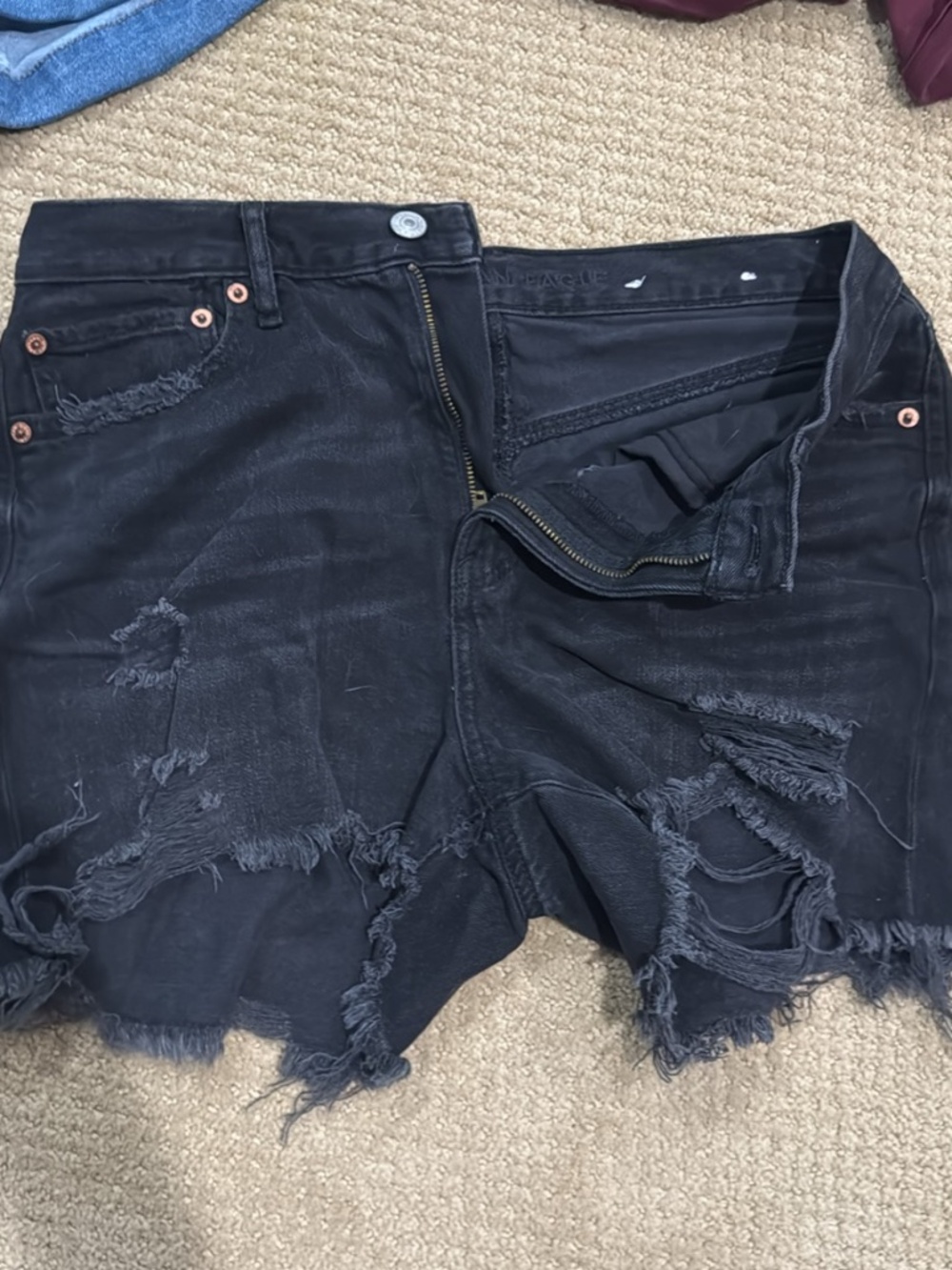 Black denim distressed Jean shorts